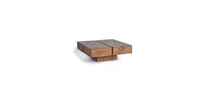 0-1199 Table basse carrée en bois d’acacia naturel