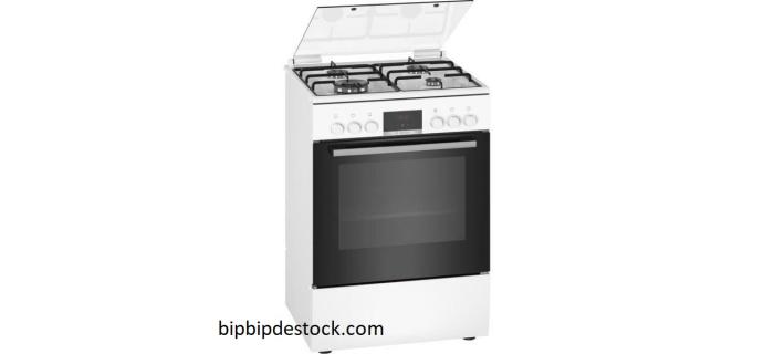 BOSCH HXR39IH20 Cuisinière 3 foyers gaz et 1 wok - Four multifonction full ecoclean - 66 L