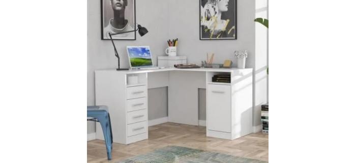 BUR0039 Bureau d'angle 1 porte 4 tiroirs - L 125 x P 125