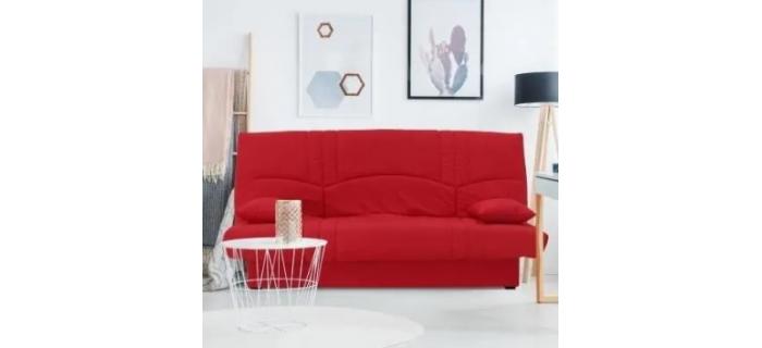 CAN0362 Banquette clic clac 3 places - Tissu rouge - L 190cm
