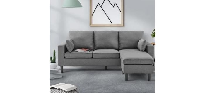 CAN0410 Canapé d'angle réversible Boston - Tissu Gris foncé - L 194 x P 139 cm