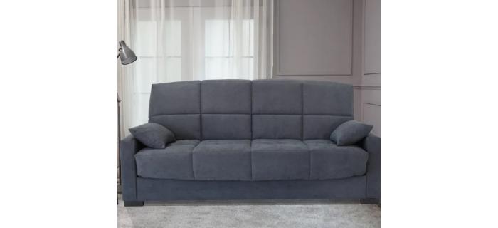 CAN0412 Canapé clic clac 3 places - Tissu gris - Matelas 17 cm - L223cm
