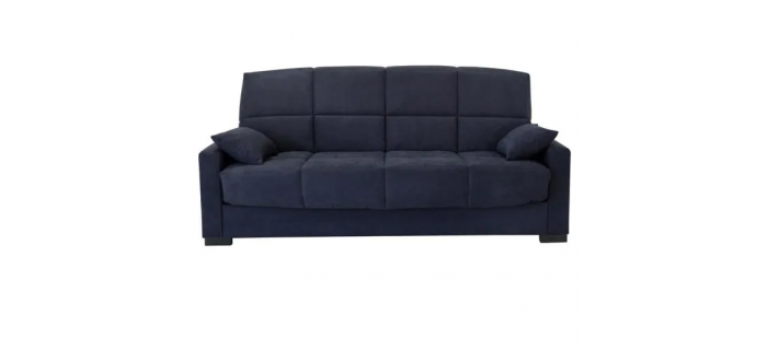 CAN0456 Canapé clic clac 3 places - Tissu bleu - Matelas 14 cm - L223cm