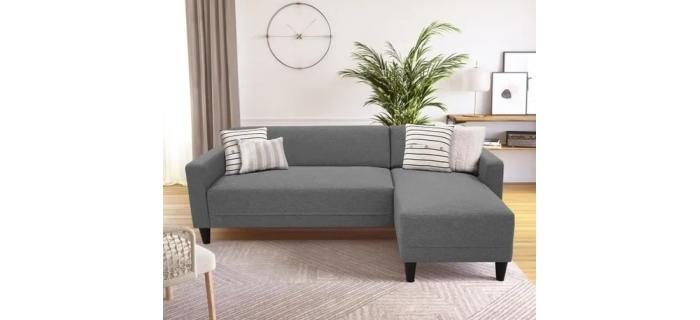 CAN0458 Canapé d'angle fixe 4 places - Tissu anthracite  - Réversible - L 197 x P 117
