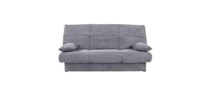 CAN0481 Banquette clic-clac 3 places - Tissu en velours côtelé - Anthracite - L 190cm