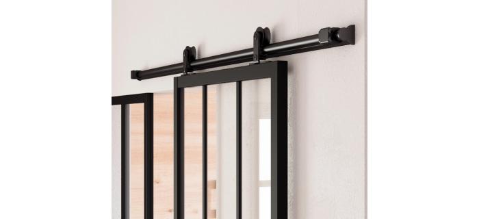 DIV0136 Rail coulissant Loft2 noir, pour porte de largeur 93 cm maximum, Artens