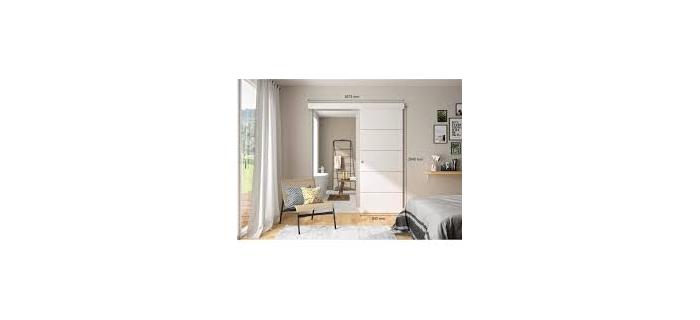 DIV0166 Optimum – Kit de porte coulissante blanche 204x93cm – Aluminium avec amortisseurs –