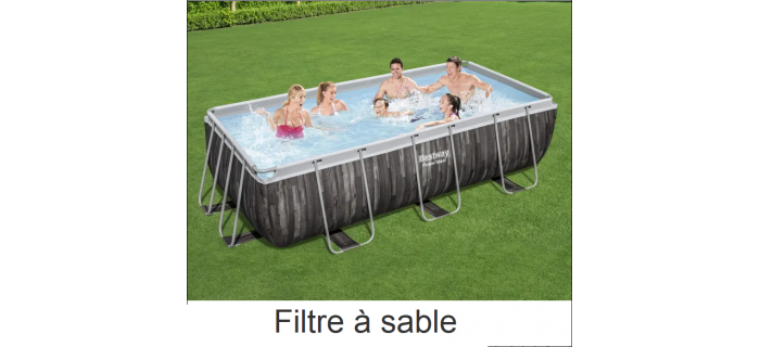 JAR0127 Kit Piscine 404 x 201 x 100 cm hors sol tubulaire BESTWAY - Power Steel™ -  Rectangulaire (Filtre à sable, échelle, diffuseur)