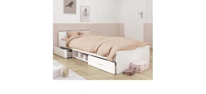 LIT0173 PARISOT ZODIAC Lit enfant blanc mat - L 90 x P 200 cm