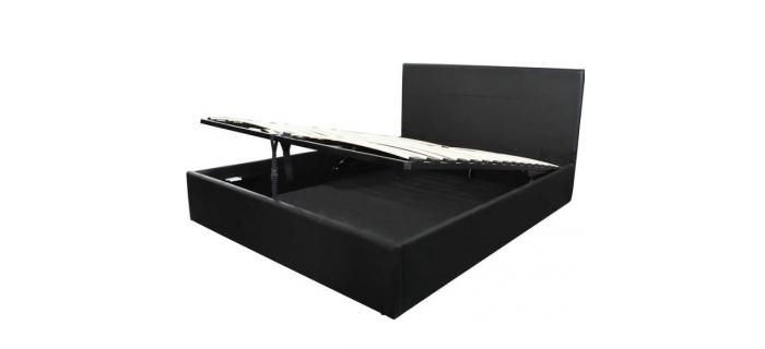 LIT0356 Lit coffre 160x200 cm simili cuir coloris noir