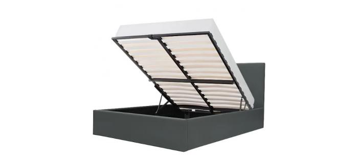 LIT0411 Lit coffre Simili gris  - 160 x 200 cm