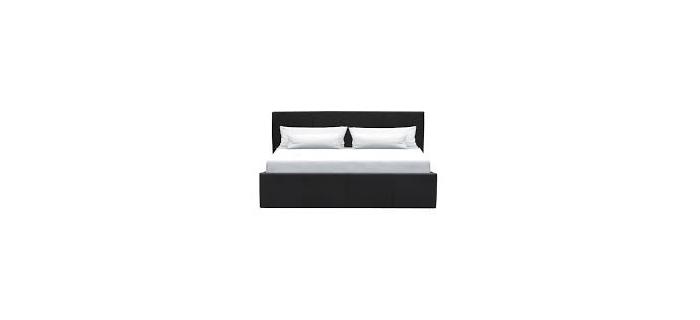 LIT0486 Lit adulte MARTIN 160 x 200 cm coffre de rangement - Simili noir - Sommier inclus