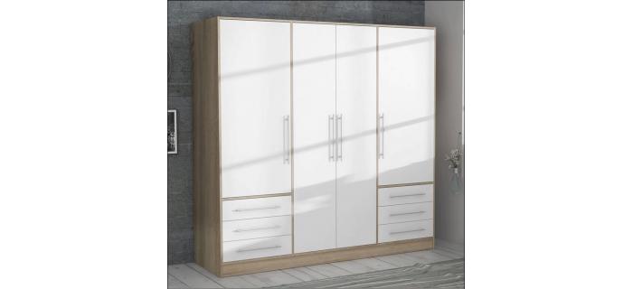 MEU0243 Jupiter Armoire - Chêne et blanc - L 206 x P 60 x H 200 cm
