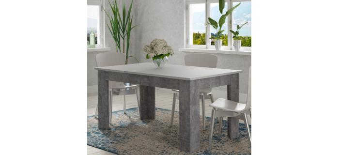 Table ronde + allonge RUBEN Blanc /béton - Table BUT