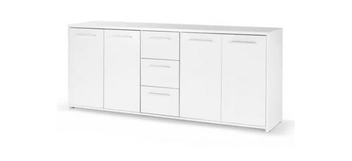 MEU0456 Buffet bas 4 portes 3 tiroirs PILVI blanc 180cm