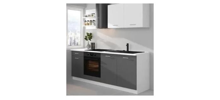 MEU0536 Cuisine complète PREGO - L 210 cm - gris Graphit