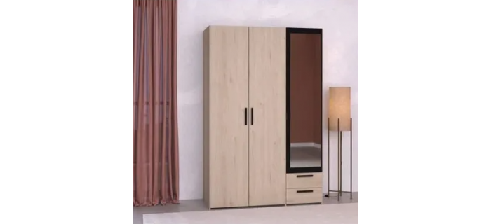 MEU0548 Armoire Décor chêne et noir 120cm