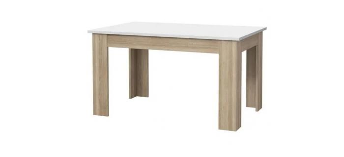 MEU0573 Table à manger - - Blanc et chêne
