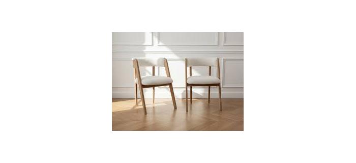 MEU0588 LOT DE 2 Fauteuils - chêne massif et tissu bouclette
