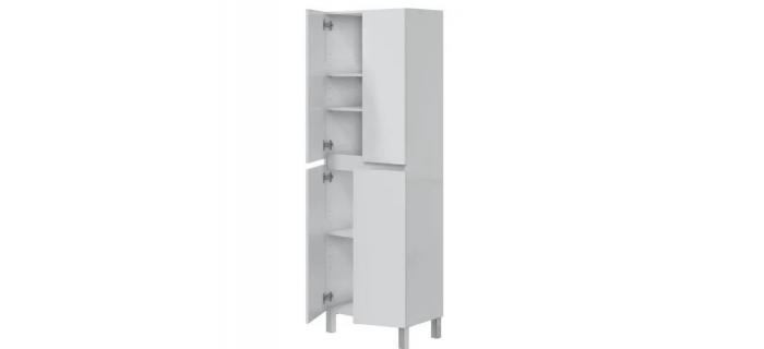 MEU0590 Meuble de salle de bain - double colonne - Blanc brillant - L60 x P35 x H182 cm
