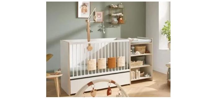 PUE0044 Lit bébé combiné évolutif Babyprice First - En bois et chant bois Sauthon