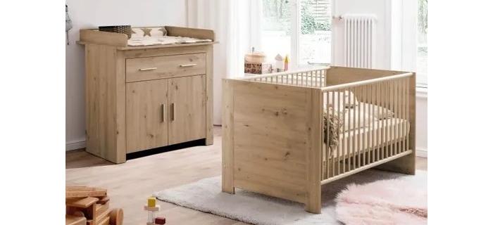 PUE0048 Chambre bébé Duo : Lit 70 x 140 cm + Commode à langer