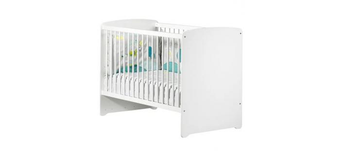 PUE0054 Lit bébé 120 x 60 cm - Babyprice Basic - En bois blanc
