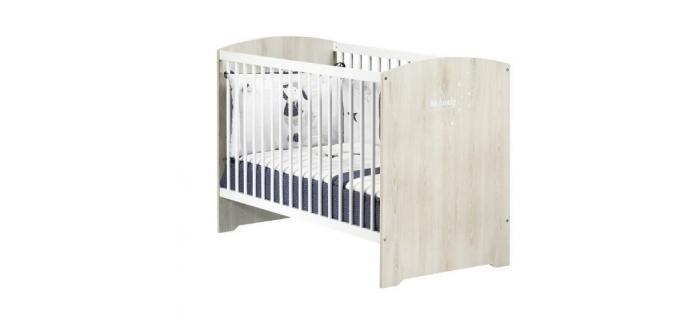 PUE0056 BABYPRICE Lit Bébé Smile Hêtre Cendré 3 Positions 120x60 cm