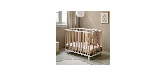 PUE0057 LIT BÉBÉ «ORIGAMI» | 60 X 120 CM | PLIANT | BLANC ET NATUREL