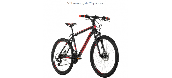 SPO0015 VTT semi-rigide 26" Sharp noir-rouge TC 51 cm KS Cycling
