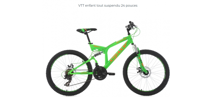 SPO0020 VTT tout suspendu Xtraxx 24'' vert-orange TC 43 cm KS Cycling