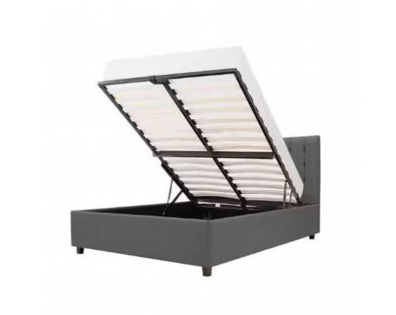 lit0439 lit coffre 160 gris foncé en tissus avec tete de lit.JPG
