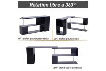 BUR0005 Bureau informatique multimédia modulable design contemporain zig zag bibliothèque intégrée