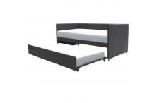 CAN0259 Lit banquette gigogne ATLANTA - 90 x 190 cm - Simili - Gris foncé - Sommiers inclus