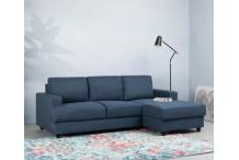 CAN0279 Canapé d'angle droit 4 places - Tissu bleu - L 215 x P 140 H 86 cm