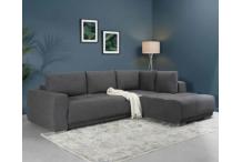 CAN0280 Canapé d'angle convertible droit - Tissu Gris - Coffre - L 280 x P 204 x H 66 cm