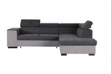 CAN0286 Canapé d'angle gauche convertible + coffre 5 places - Tissu gris
