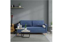 CAN0305 Canapé 3 places + 2 coussins - Tissu Bleu - L 175 x P 80 x H 85 cm