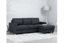 CAN0326 Canapé d'angle droit 3 places tissu gris anthracite - L 230 cm