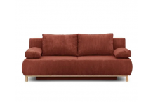 CAN0408 Banquette convertible 3 places - Velours côtelé Terracotta - Coffre de rangement