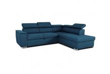 CAN0477 Canapé d'angle convertible réversible avec coffre - Tissu bleu - 260 x 94 x 216 cm