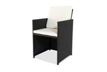 JAR0183 lot de 4 Chaises /  Fauteuils de jardin encastrable noir résine tressée