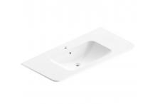 DIV0154 Plan simple vasque à encastrer résine blanc brillant Alba version centre 106 cm