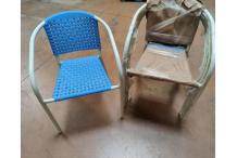 JAR0028 Lot de 5 fauteuils bleus  vintage