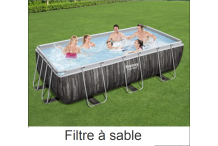 JAR0127 Kit Piscine 404 x 201 x 100 cm hors sol tubulaire BESTWAY - Power Steel™ -  Rectangulaire (Filtre à sable, échelle, diffuseur)