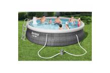 JAR0154 Kit Piscine 457 x 107 cm hors sol autoportante BESTWAY - Fast Set -Ronde (Livrée avec pompe de filtration + échelle de sécurité)