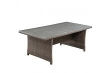 JAR0187 Table de jardin 8 personnes - 200 x 100 x H.75 cm - Acier & Résine tressée et Plateau en verre