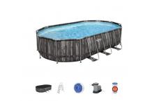 JAR0194 Pit Piscine hors sol tubulaire BESTWAY - Power Steel™ - 610 x 366 x 122 cm - Ovale (Avec épurateur, échelle, bâche)