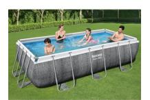 JAR0202 Kit Piscine hors sol tubulaire BESTWAY Power Steel 404 x 201 x 100 cm - Rectangulaire (Avec filtre à cartouche, échelle)