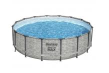 JAR0234 Kit Piscine hors sol tubulaire BESTWAY - Steel Pro Max™ - 488 x 122 cm - Ronde (Livrée avec pompe de filtration, échelle et bâche)